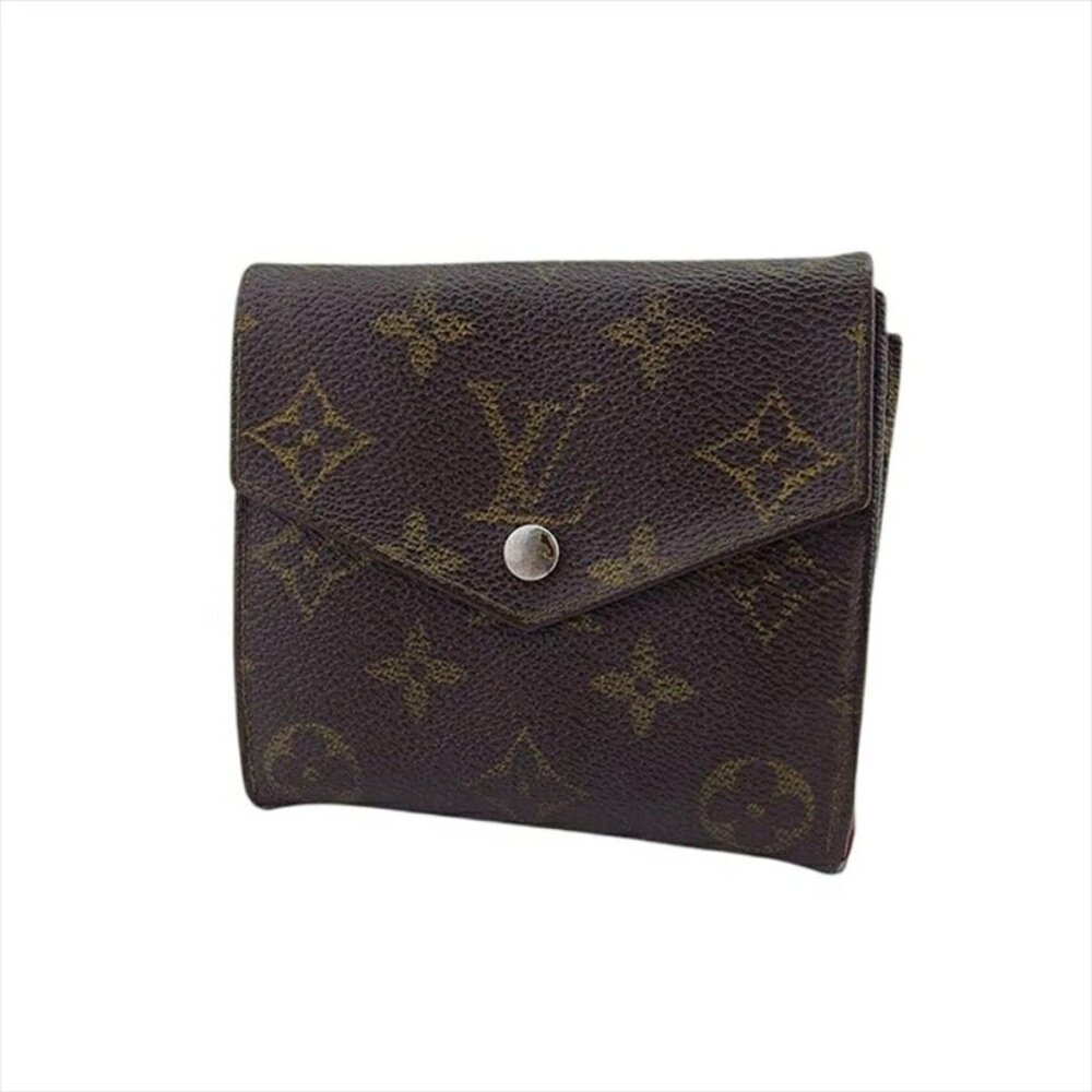 LOUIS VUITTON W Hook Wallet Monogram PVC x Leather-Authentic USED